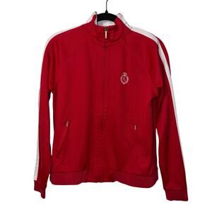 Lauren Active Ralph Lauren Red Track Jacket White Stripe Crest Logo Medium